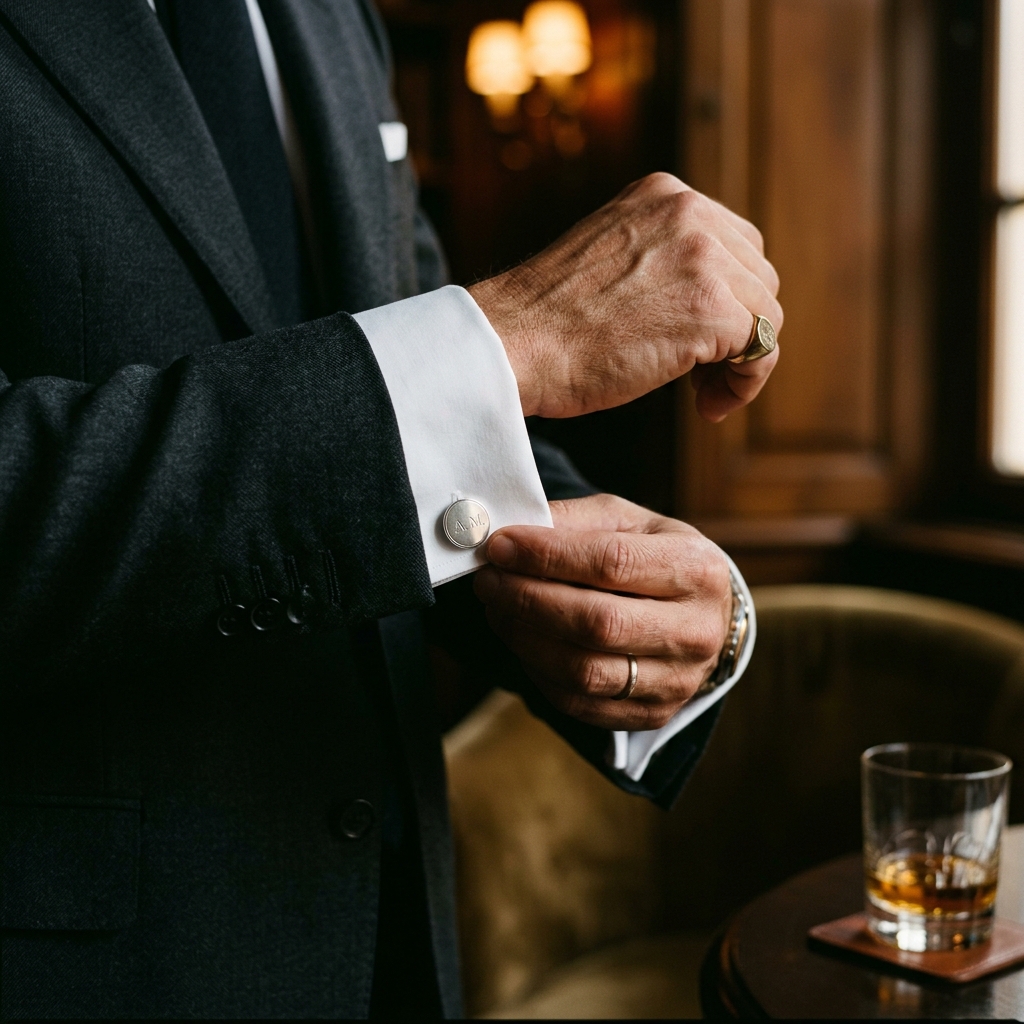 Dettaglio elegante di uomo con gemelli sartoriali